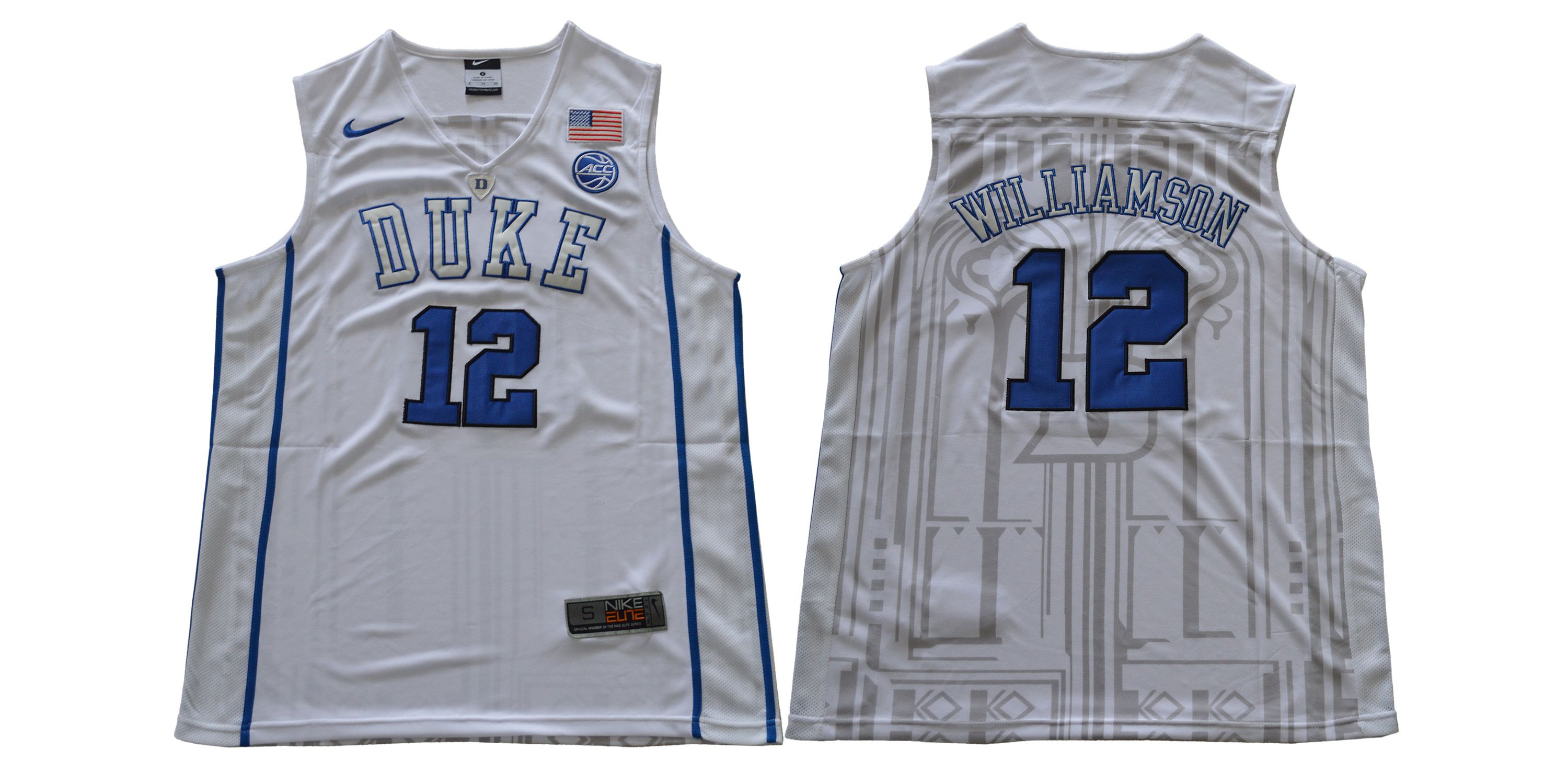 Men Duke Blue Devils 12 Williamson White Nike NCAA Jerseys